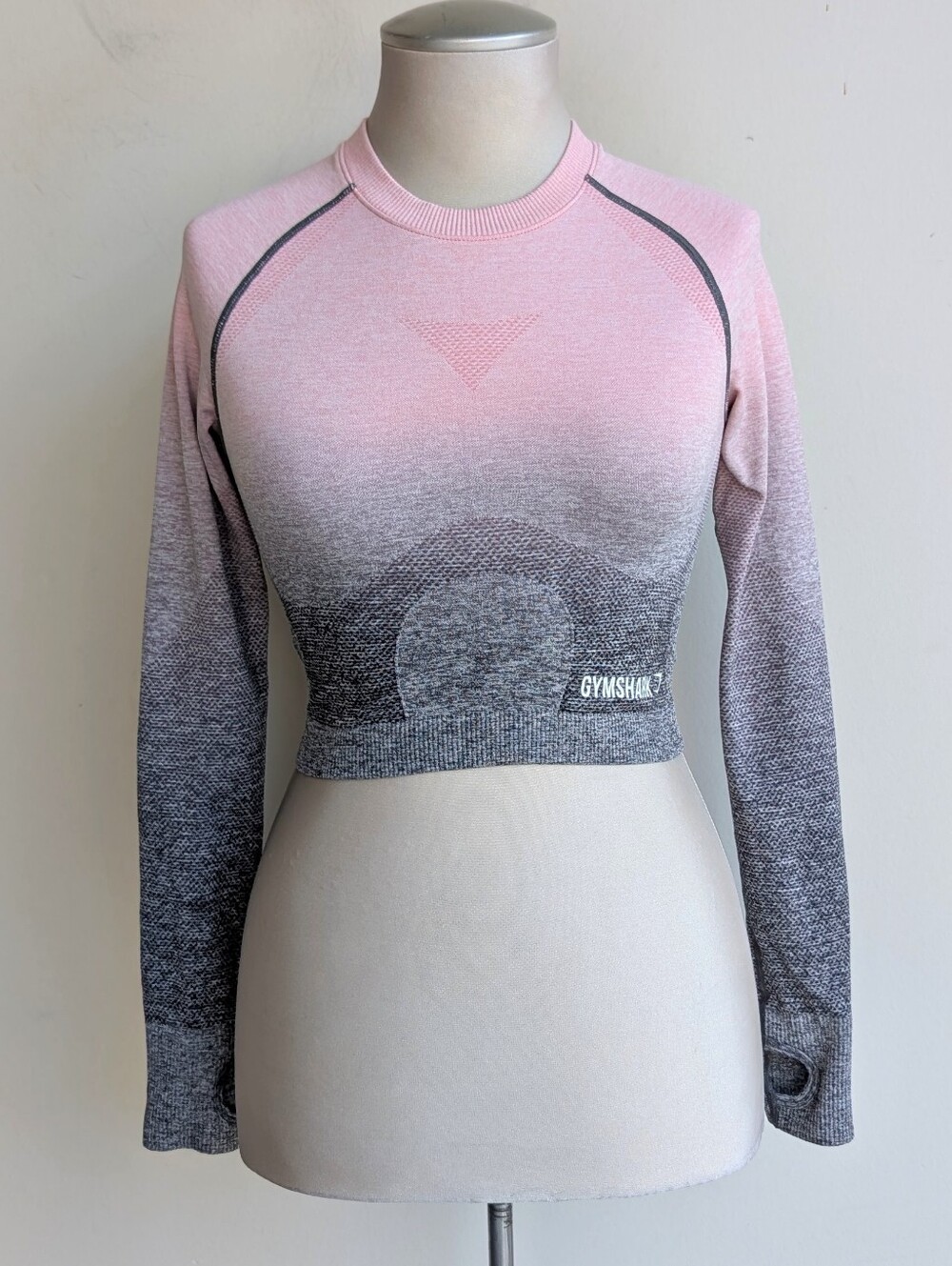 Gymshark Pink Gray Ombre Seamless Long-Sleeve Crop Top